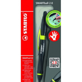 Ручка-стилус шариковая Stabilo Smartball, синяя, для правшей, корпус черно-зеленый