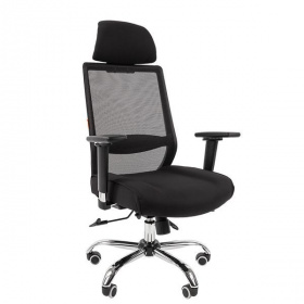 ТПТ Кресло для руководителя СН-555 LUX, ткань-сетка/ткань: черный