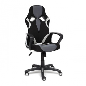 ТТЧ Кресло компьютерное игровое (геймерское) RUNNER, искусственная кожа/ткань черный/серый
