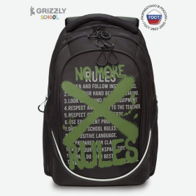 Рюкзак молодежный., Grizzly RU-335-2/2, две лямки, черный с хаки