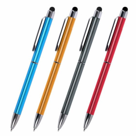 Ручка-стилус шариковая Sonnen для смартфонов/планшетов, синяя, корпус ассорти, серебр.детали