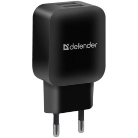Зарядное устройство сетевое Defender EPA-13, 2*USB, 2.1А output, черный