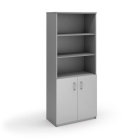 СТИЛЬ серый-антрацит АВ-04 Шкаф для документов высокий широкий верх открытый, низ-двери ДСП