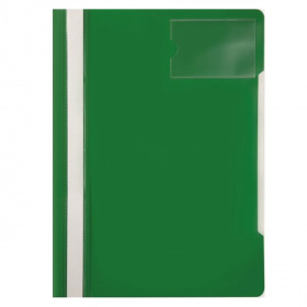 Скоросшиватель пластиковый A4 160 мкм с карманом для визитки, зеленый
