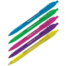 Ручка шариковая Berlingo Triangle 110 RT Color синяя, автоматическая, одноразовая, грип, 0.7 мм