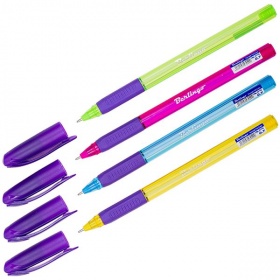 Ручка шариковая Berlingo Triangle 110 Color синяя, трехгранная, грип, корпус ассорти, 0,7 мм